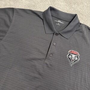 New Mexico Lobos Polo Shirt Mens L Grey Short Sleeve Golf Vansport NCAA NWOT